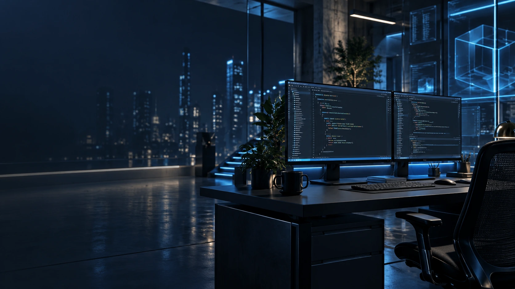 Close-up of a premium coding workspace with notes and code